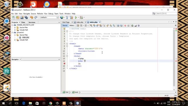 Mi primer proyecto PHP con Netbeans