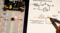 Transistor circuit 3 2N3904 NPN BJT wired as NOT Gate signal inverter explained