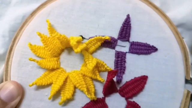 Amazing 3d flower embroidery with ball pin - Woven picot stitch - Sewing Hack - Easy Trick