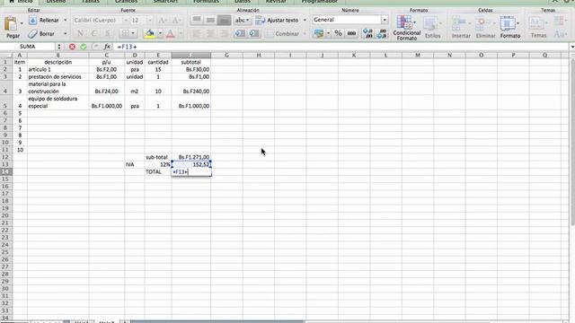 Factura en excel