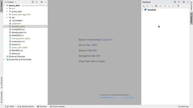 How to use drag-n-drop to create a SQLite database in PyCharm