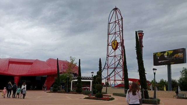 Ferrari Land Complete park tour 2019, Red Force, Thrill Towers, PortAventura World, Salou, Spain