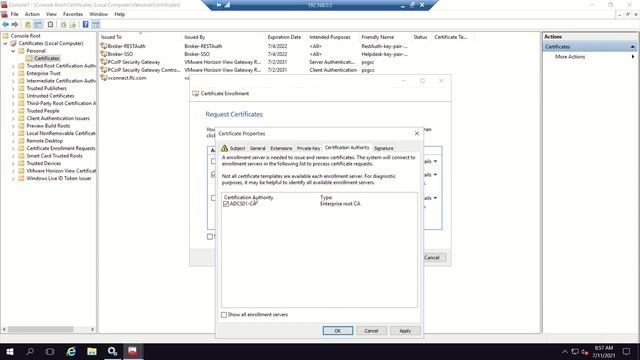 VMware Horizon 8 - Generating and replacing SSL certificate for Horizon Connection Server - 17
