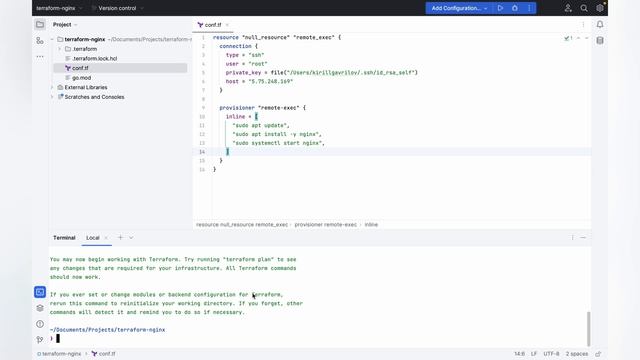 Конфиг на Terraform, для установки nginx на hetzner