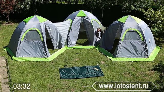 ✅ Установка комплекса из трех туристических палаток Лотос 5 Универсал Спорт