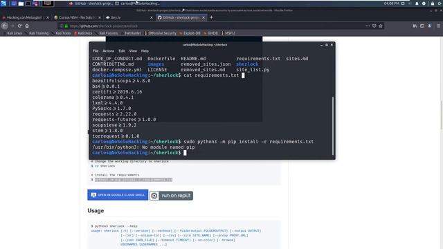 Buscando usuarios en SOCIAL MEDIA con SHERLOCK en Kali Linux - Instalación y cómo se usa