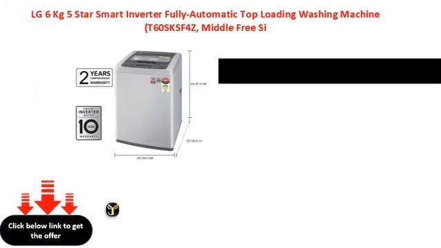 LG 6 Kg 5 Star Smart Inverter Fully Automatic Top Loading Washing Machine T60SKSF4Z, Middle Free Si