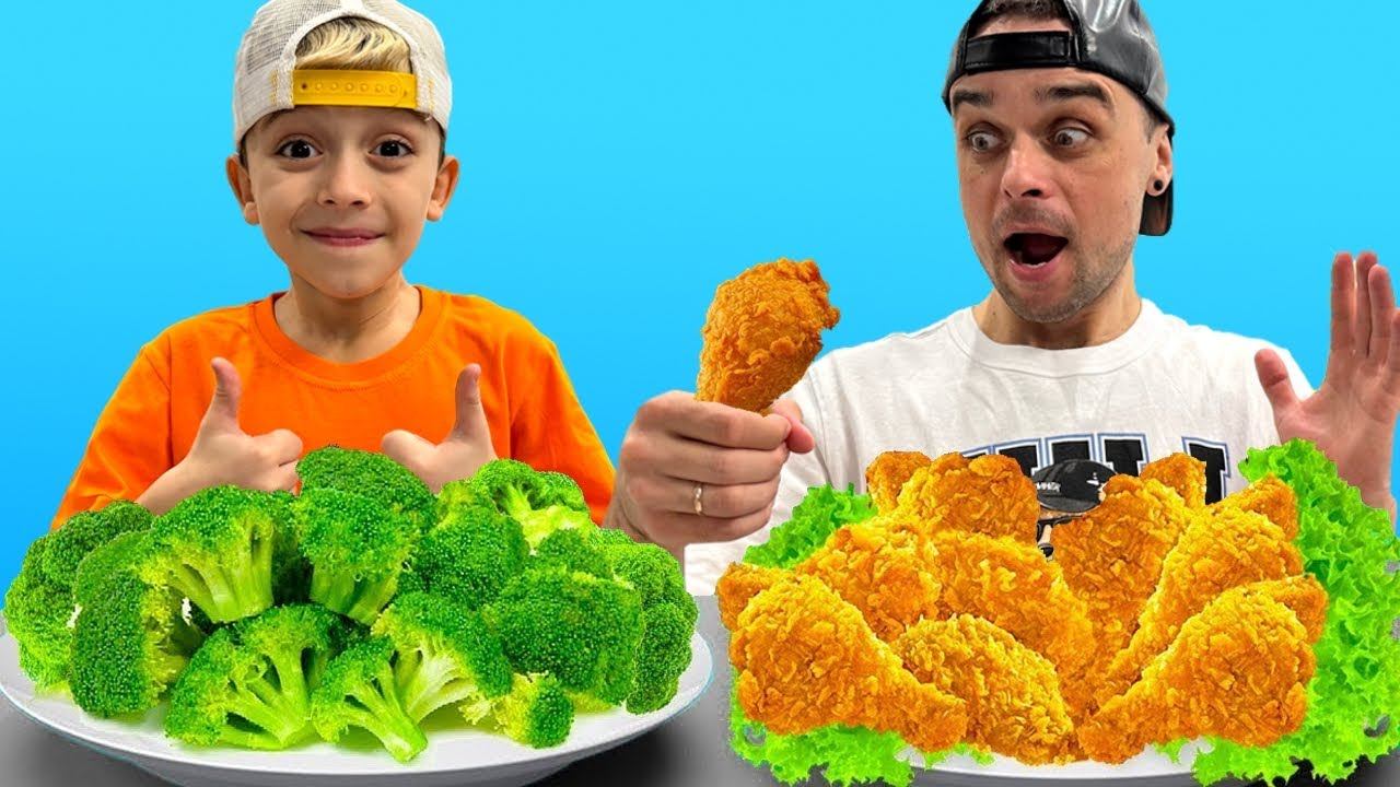 Mark and Dad Learn About Healthy Foods Fruits and Vegetables