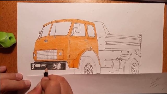Как нарисовать грузовик МАЗ 5549. How Tu Draw Truck MAZ