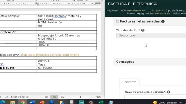 Factura Airbnb Mexico _ Excel gratis _ paso a paso