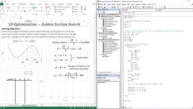 Golden Section Search - EXCELVBA