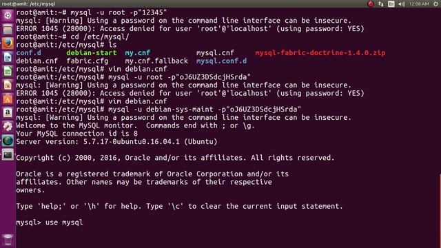 how to break mysql password in ubuntu 16