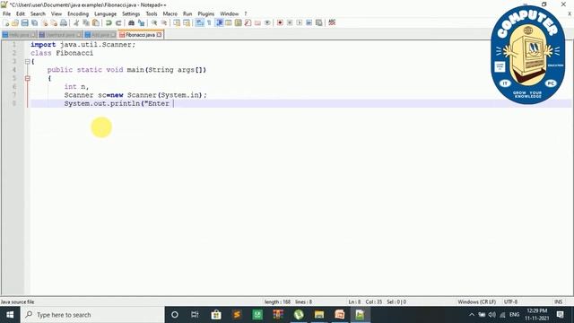Fibonacci Series in java | WAP in java to implement Fibonacci Series by taking user input nth term.