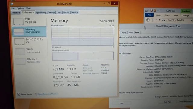 System resource win 8.1 at Asus Netbook (RAM 2GB)