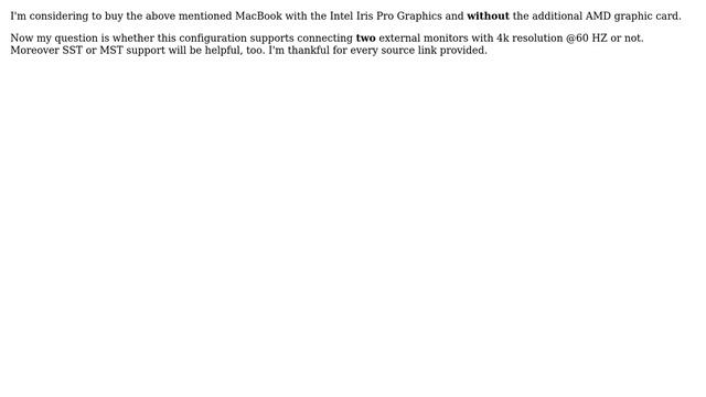 Apple: MacBook pro retina 15" mid 2015 - two monitors 4k@60Hz
