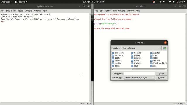 Print Hello World! in Python