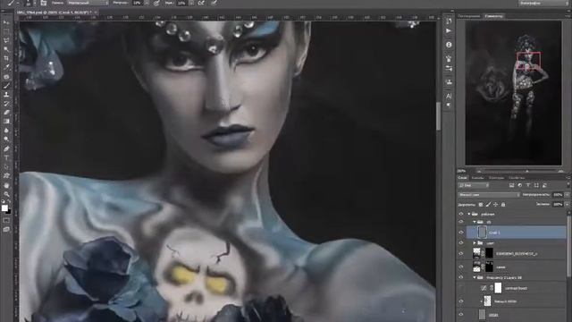 Hi-end Retouching By Yana Kolos/ JCRetouch: Hatred. Dodge & Burn Technique, Frequency Separation