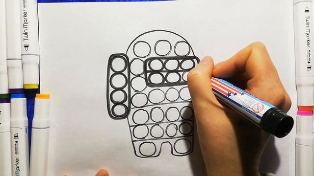 Как нарисовать Амонг Аса поп ит маркерами . How To Draw a Among Us pop it with markers.