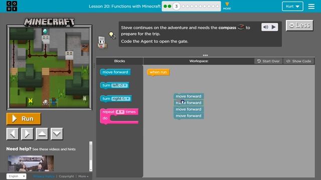 Code.org Express Lesson 20.3 Functions in Minecraft | Answers Explained | Course E Lesson 10.3