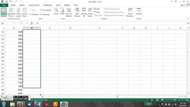 Using Excel for Lab 3 data