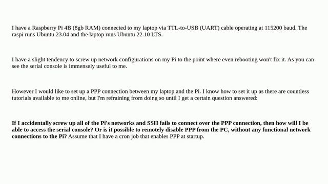 Raspberrypi: Is there any automatic fallback from PPP to regular serial console if all else fails?