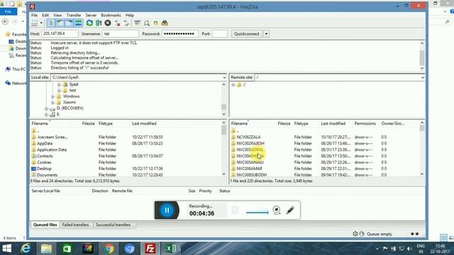 How to upload data on FTP via filezilla