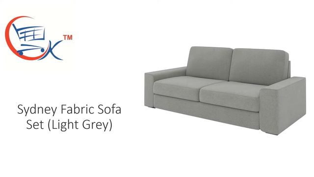 2 Seater Sofa : Sydney Fabric Sofa Set (Light Grey)