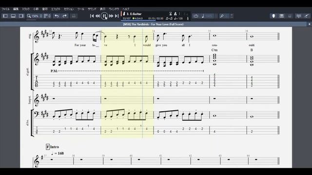 For Your Love THE YARDBIRDS Guitar Bass Tab Score