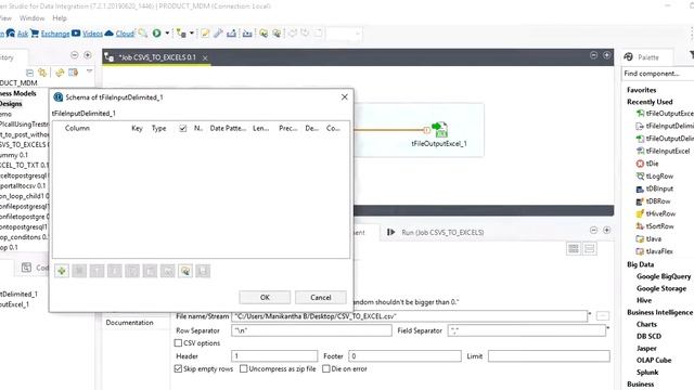 Talend --- Extract  CSV File to Excel File Using Talend