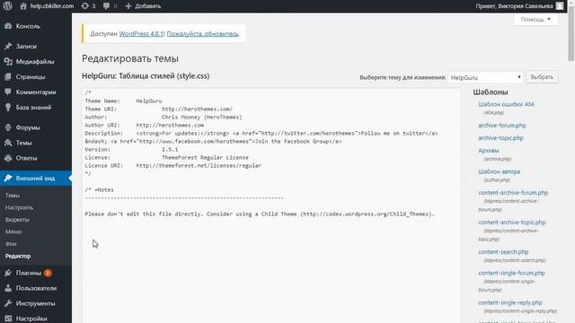 Инструкция по установке кода  Envybox на Wordpress
