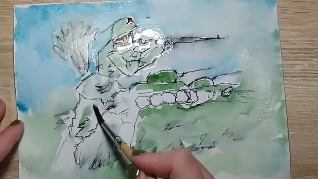 Как нарисовать солдата с танками ( ДЕНЬ ПОБЕДЫ легкая открытка)