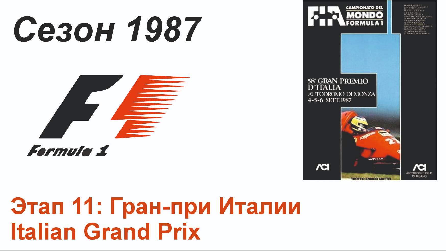 Формула-1 / Formula-1 (1987). Этап 11: Гран-при Италии (Япон/Jap)