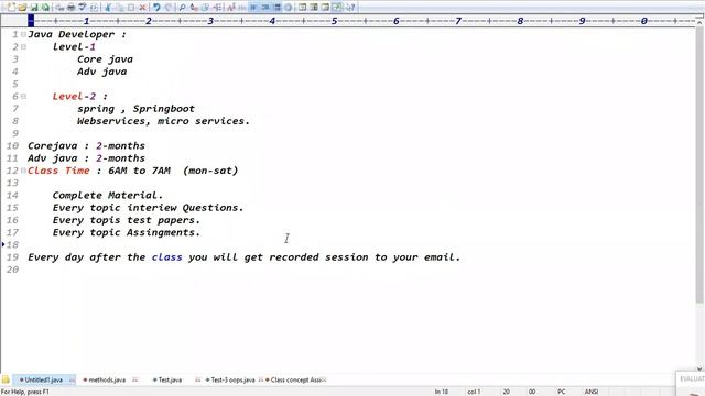 CORE JAVA tutorials || Demo - 1 || by Mr. Ratan On 11-04-2022 @6AM IST