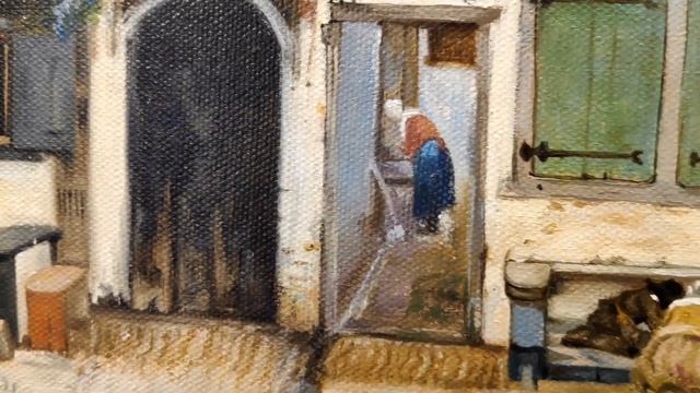 Варганова О.А. "Маленькая улочка" Копия картины Я. Вермеера", холст/масло, 40х30 см., 2022 г.