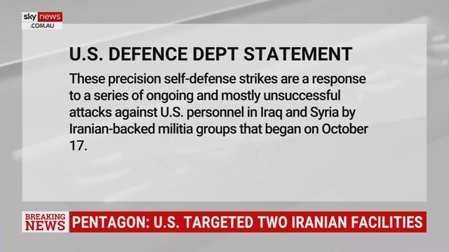 US forces strike two Iranian facilities in eastern Syria
