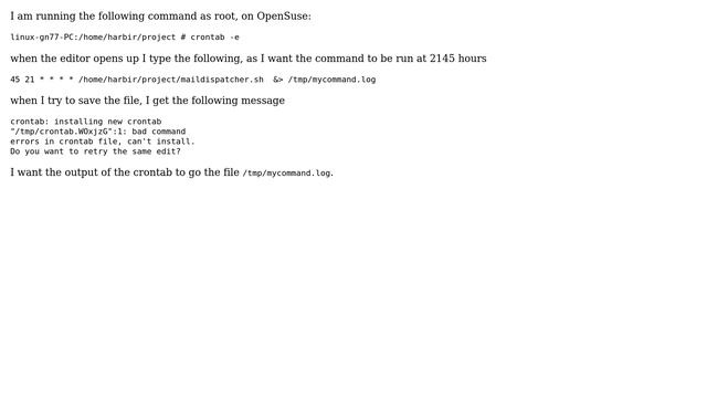 Unix & Linux: Unable to install crontab on OpenSuse