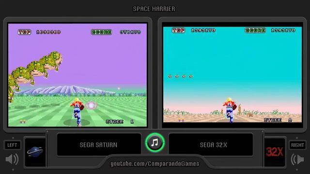 Space Harrier (Sega Saturn vs Sega 32x) Side by Side Comparison