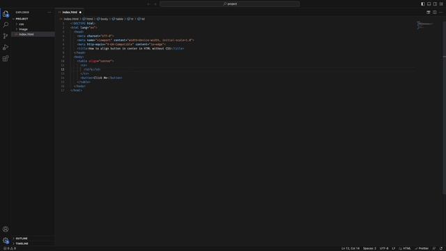 How to align button in center in HTML without CSS