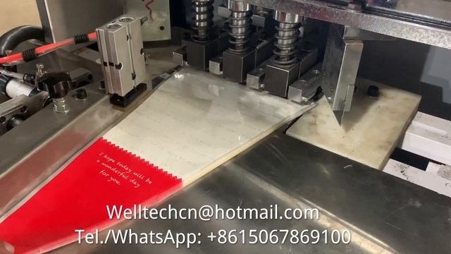 BOPP CPP flower sleeves plastic triangle bag binding  hanging hole punching machine with corner cu