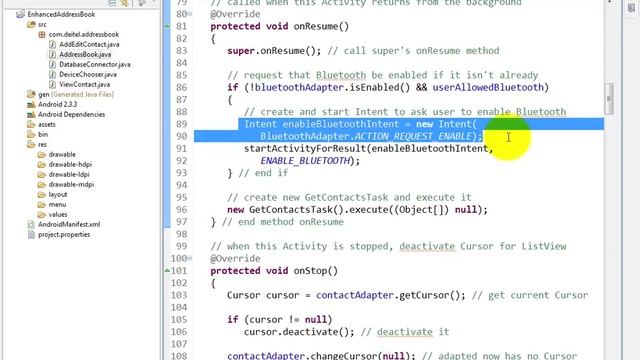 lesson17 07 AddressBook java  Updated Activity methods onCreate