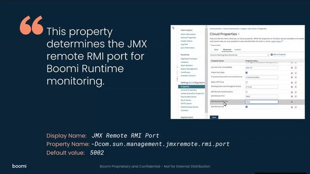 Properties Panel: Advanced Tab - JMX Remote RMI Port