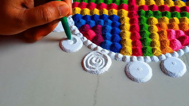 #1544 very satisfying & relaxing sand video   rangoli designs with colours