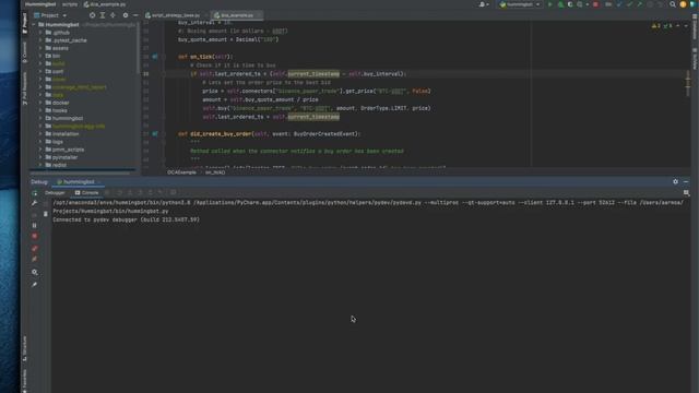 Hummingbot Client - Script debugging using Pycharm