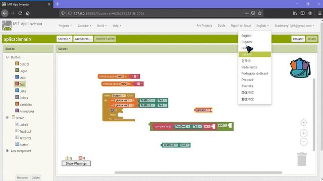 App inventor: dos caracteres y compruebe si son letras minúsculas o mayúsculas