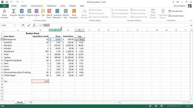 Microsoft Excel 2013 Tutorial - 19 - Referencing Cells Properly