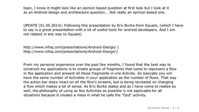 Android : Dilemma: when to use Fragments vs Activities: