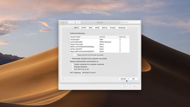 Change DNS entries on a macOS Mojave