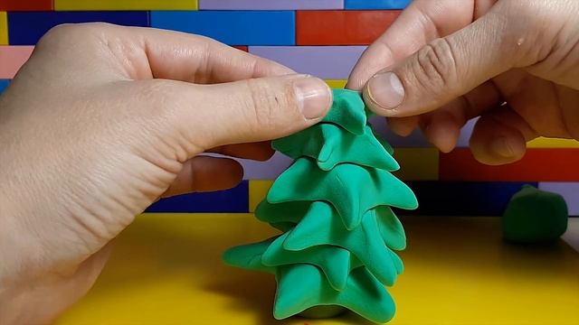 Новогодняя ёлка из пластилина???Поделка на новый год или рождество. Plasticine Clay Christmas Tree✨