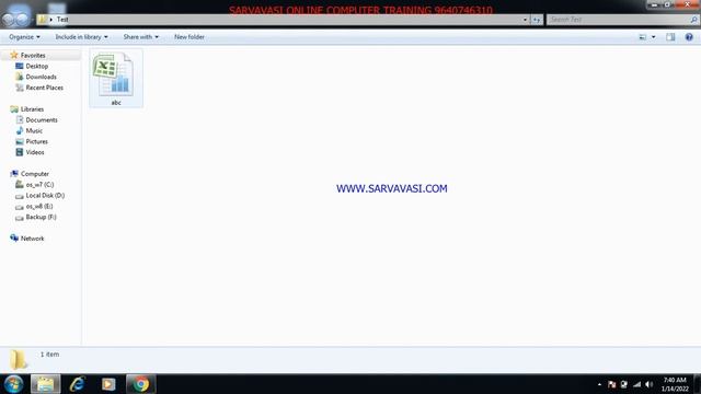 SARVAVASI ONLINE :Microsoft Excel 2007:Office Button: Save -DAY-5