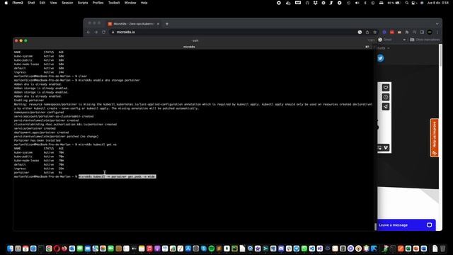 Ejecutando Portainer en mac con kubernetes desde microk8s.
